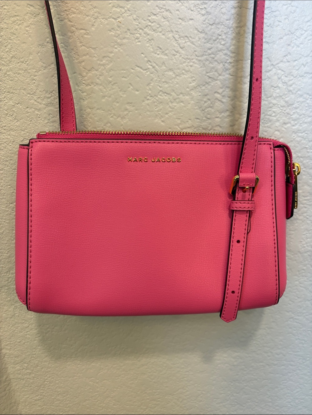 Marc Jacobs Hot Pink Leather Crossbody Bag with Gold Hardware